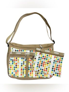 Lesportsac Vintage NWOT Y2K Multicolor Polka Dot Wonder Print Shoulder Bag